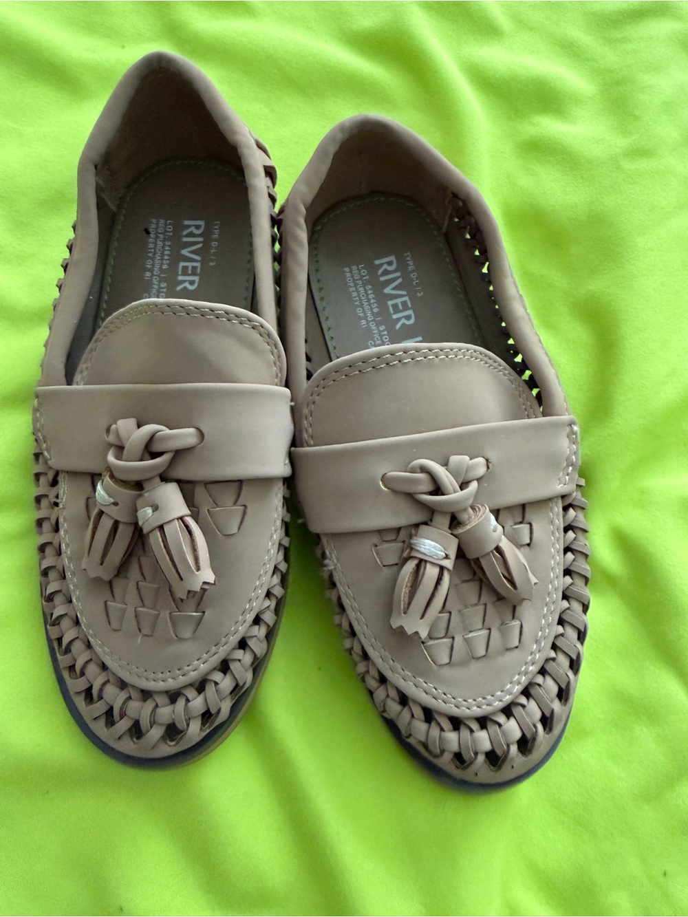 River Island Beige Tassel Woven Slip-On Loafers